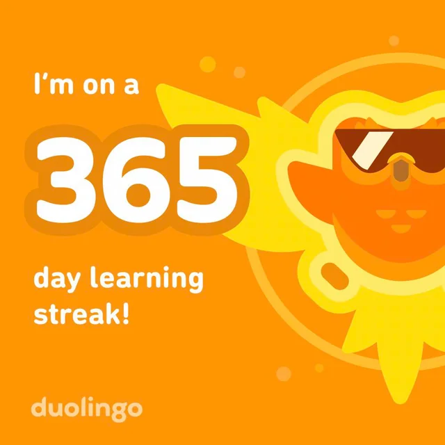 365 day Duolingo streak screenshot